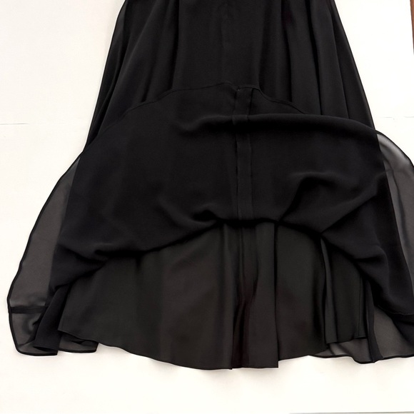 "Maggy London 100% Silk Halter Ruffle Midi Knee Length Dress Black,Size 8 - Picture 7 of 10